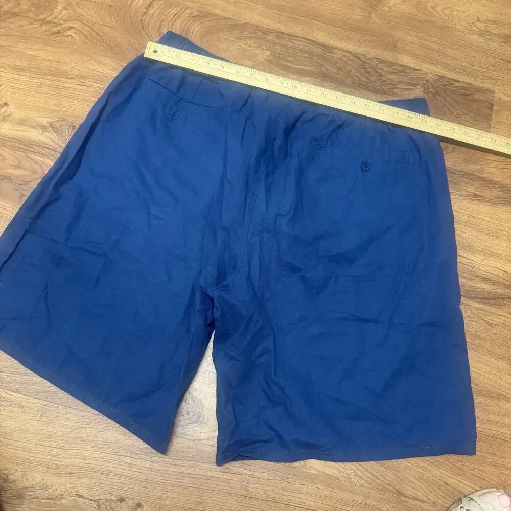 NWOT Orton Navy blue linen cotton shorts mens XL elastic pull on drawstring